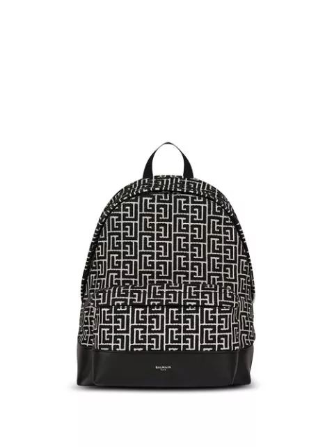 Affordable Balmain all-over logo-pattern backpack Men 0130