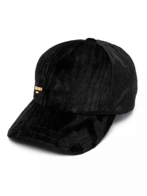 Balmain logo-plaque moire-effect cap Men 0120