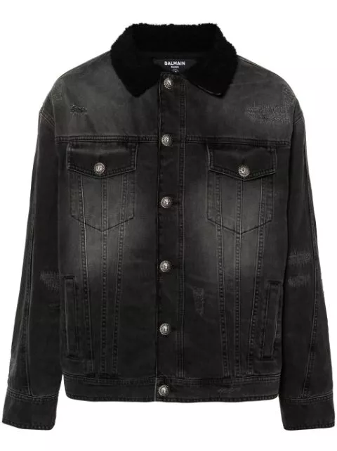 Balmain shearling-lining denim jacket Men 0114