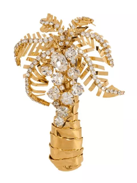 Balmain Palm Tree crystal-embellished brooch Women 0119