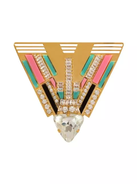 Balmain Art Deco crystal-embellished brooch Women 0118