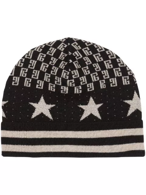 Balmain monogram intarsia-knit beanie Men 0126