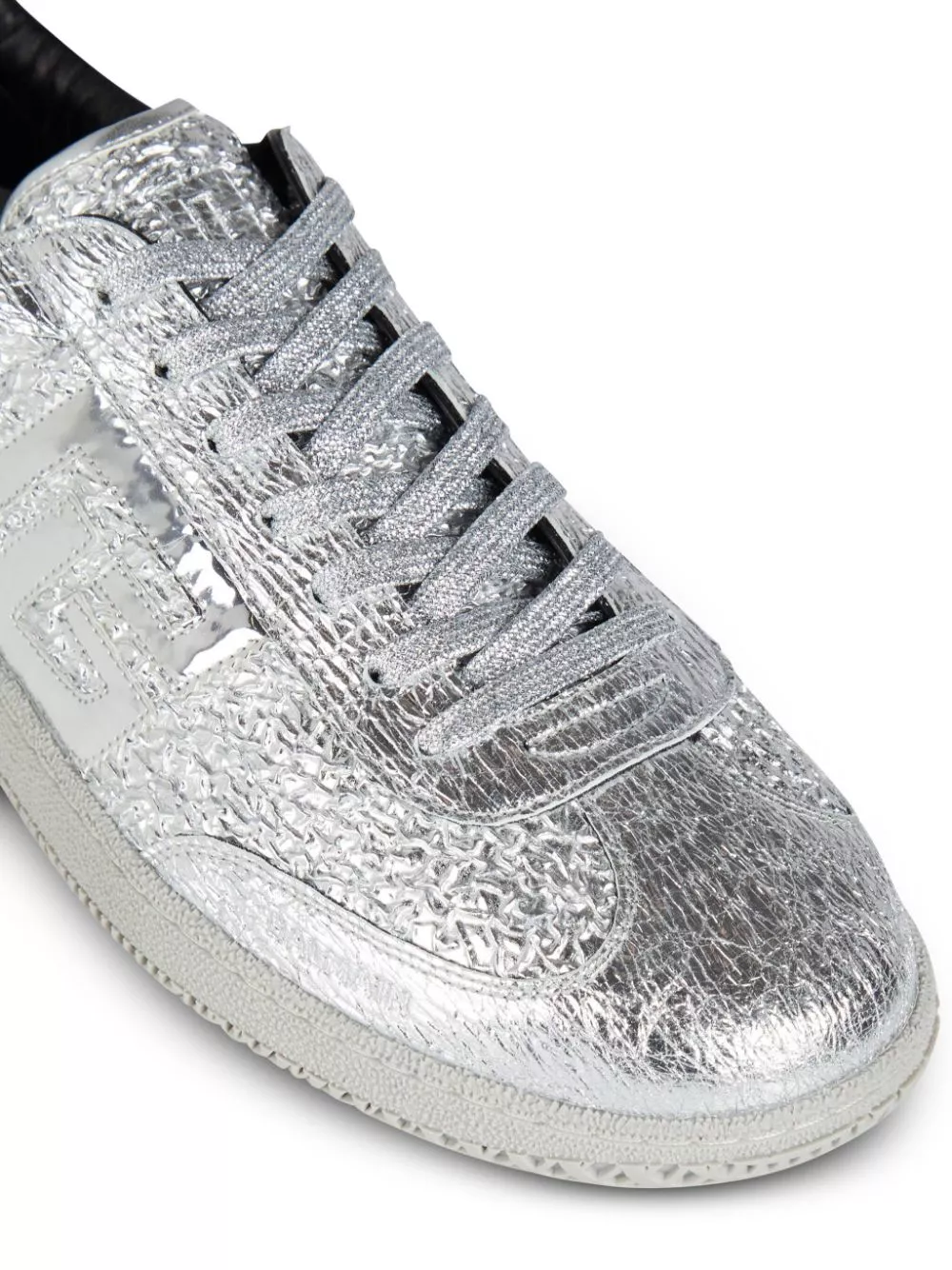 Affordable Balmain Swan metallic-leather sneakers Men 0125