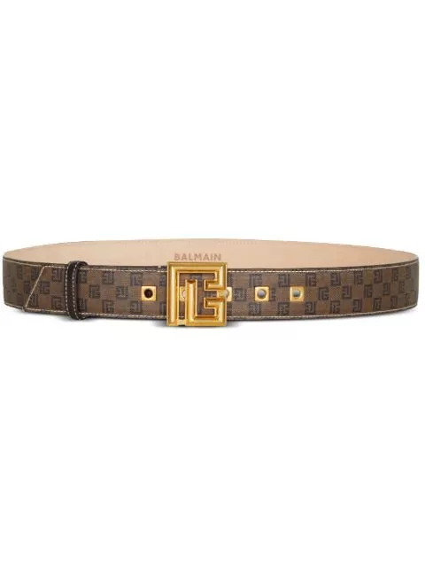 Balmain monogram-print logo-plaque belt Men 0126