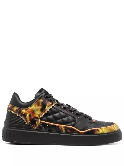 Balmain B-Court flame-print leather sneakers Men 0116