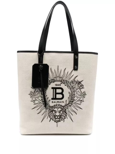 Balmain Varsity embroidered-logo tote bag Men 0122