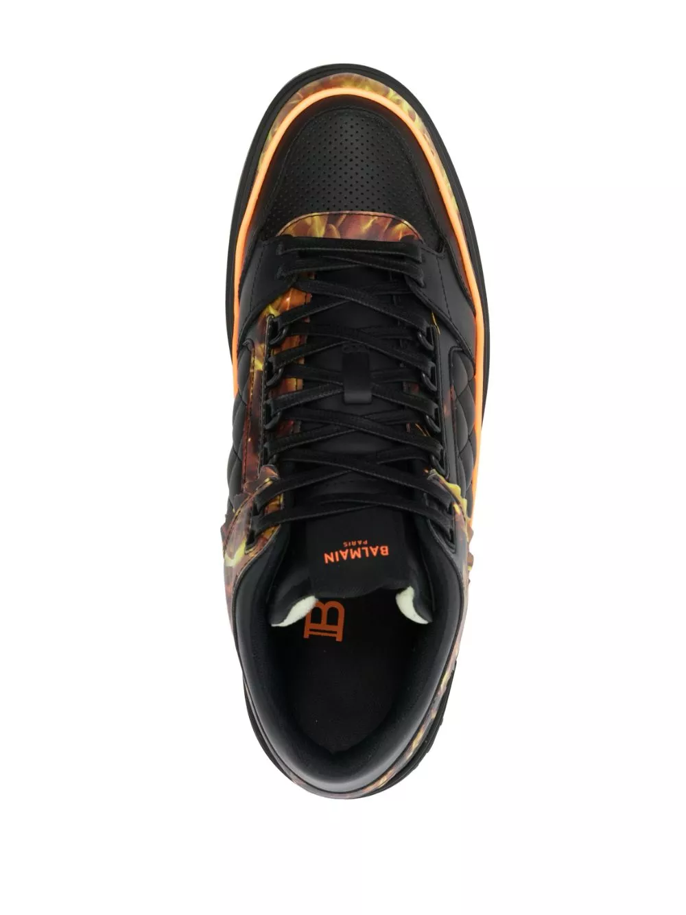 Affordable Balmain B-Court flame-print leather sneakers Men 0116