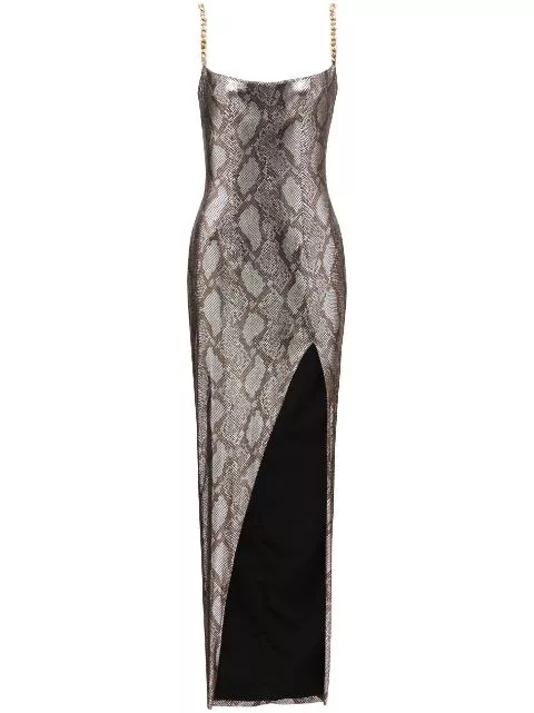 Balmain python-print metallic maxi dress Women 0113