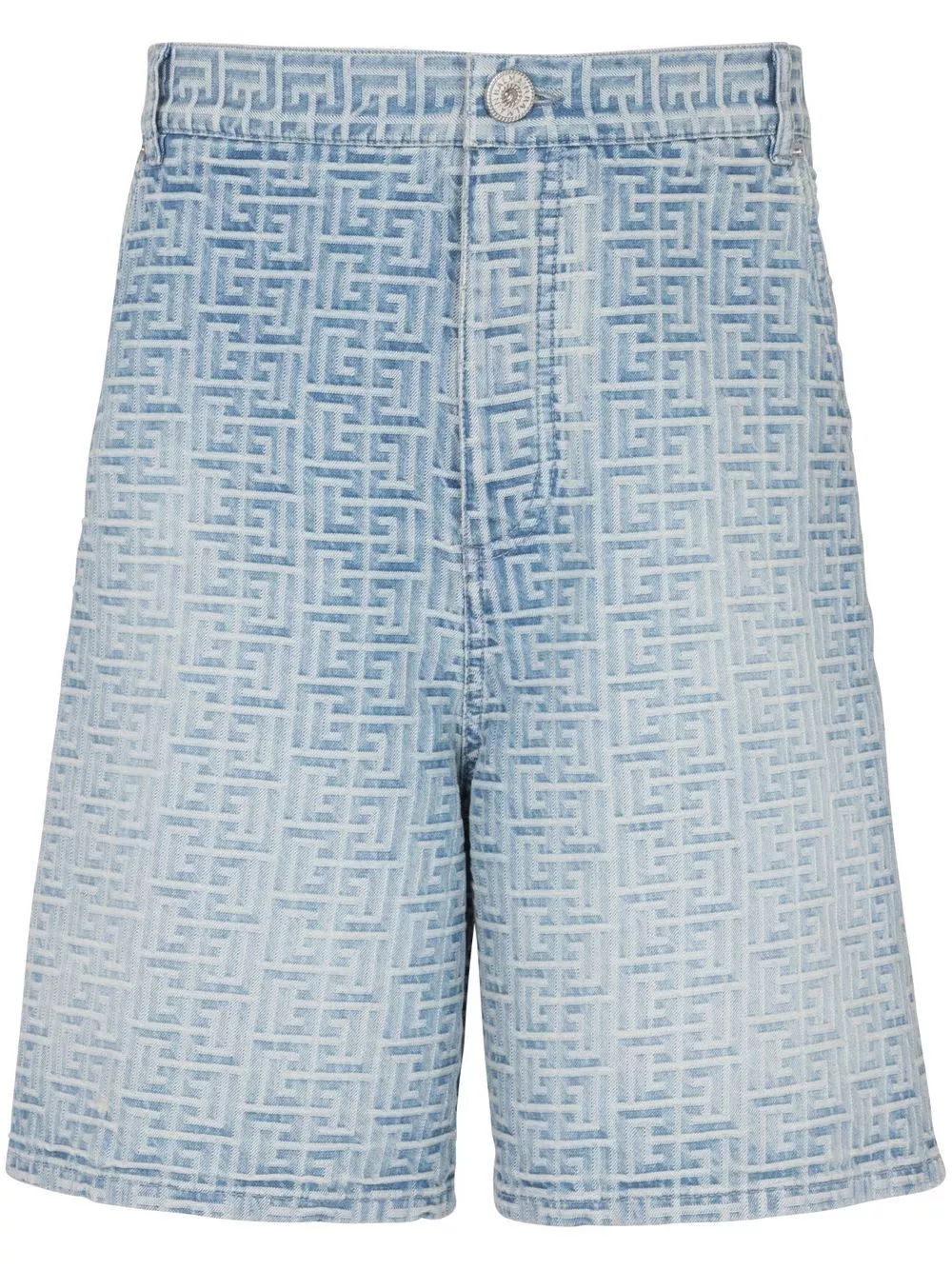 Affordable Balmain monogram print denim shorts Men 0114