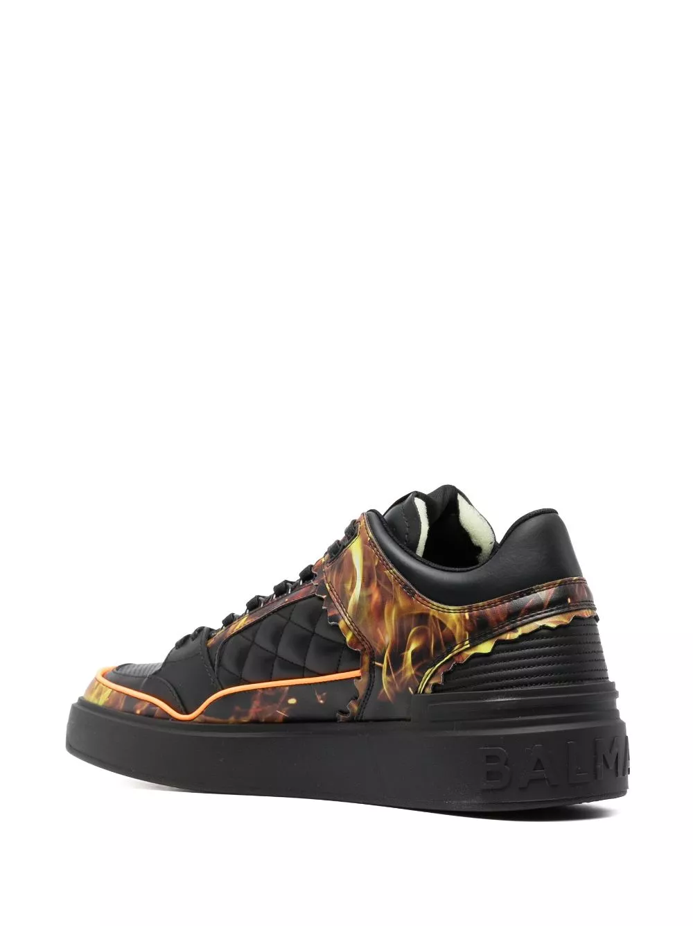 Affordable Balmain B-Court flame-print leather sneakers Men 0116