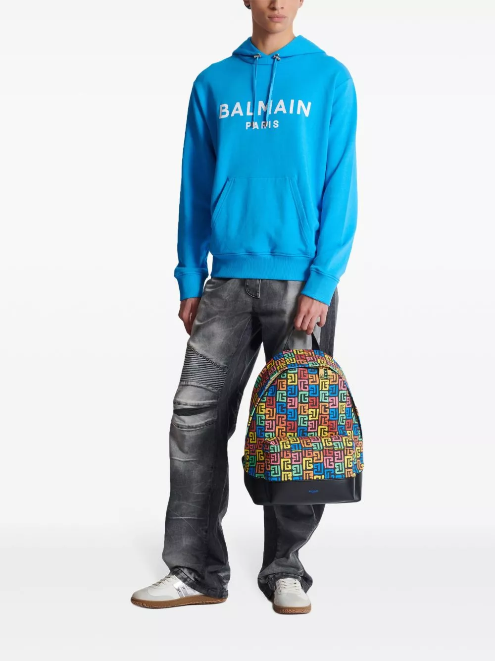 Affordable Balmain Multicoloured Pb Labyrinth Canvas backpack Men 0122