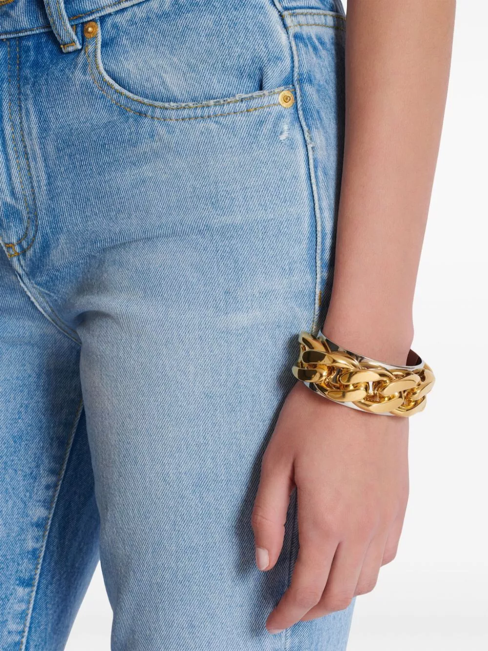 Affordable Balmain chain-embellished cuff bracelet Women 0124