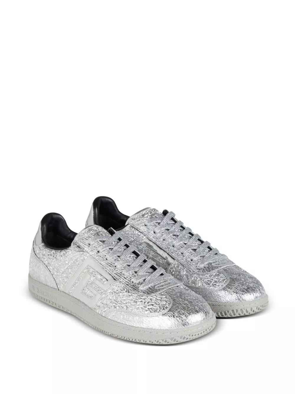 Affordable Balmain Swan metallic-leather sneakers Men 0125