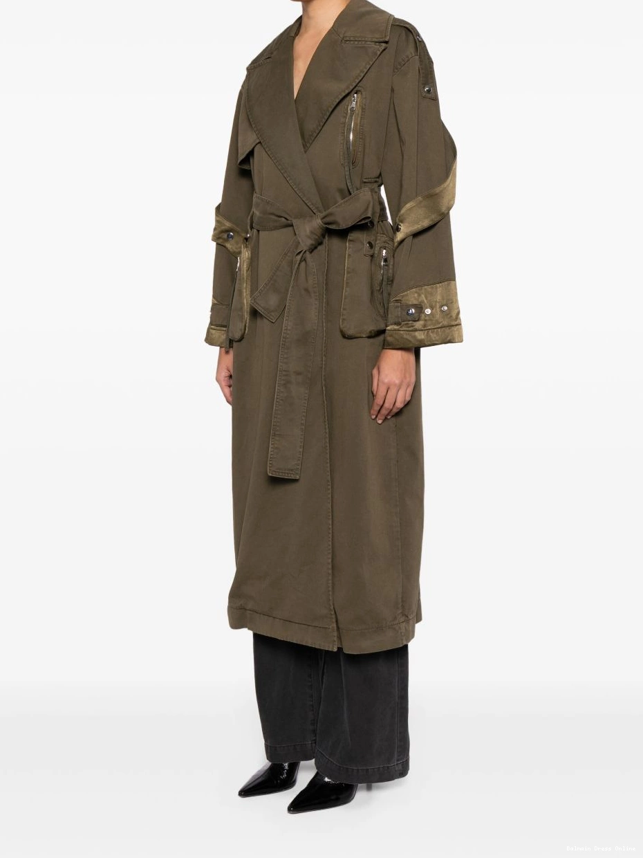 Affordable Women cotton Balmain coat belted trench 0223