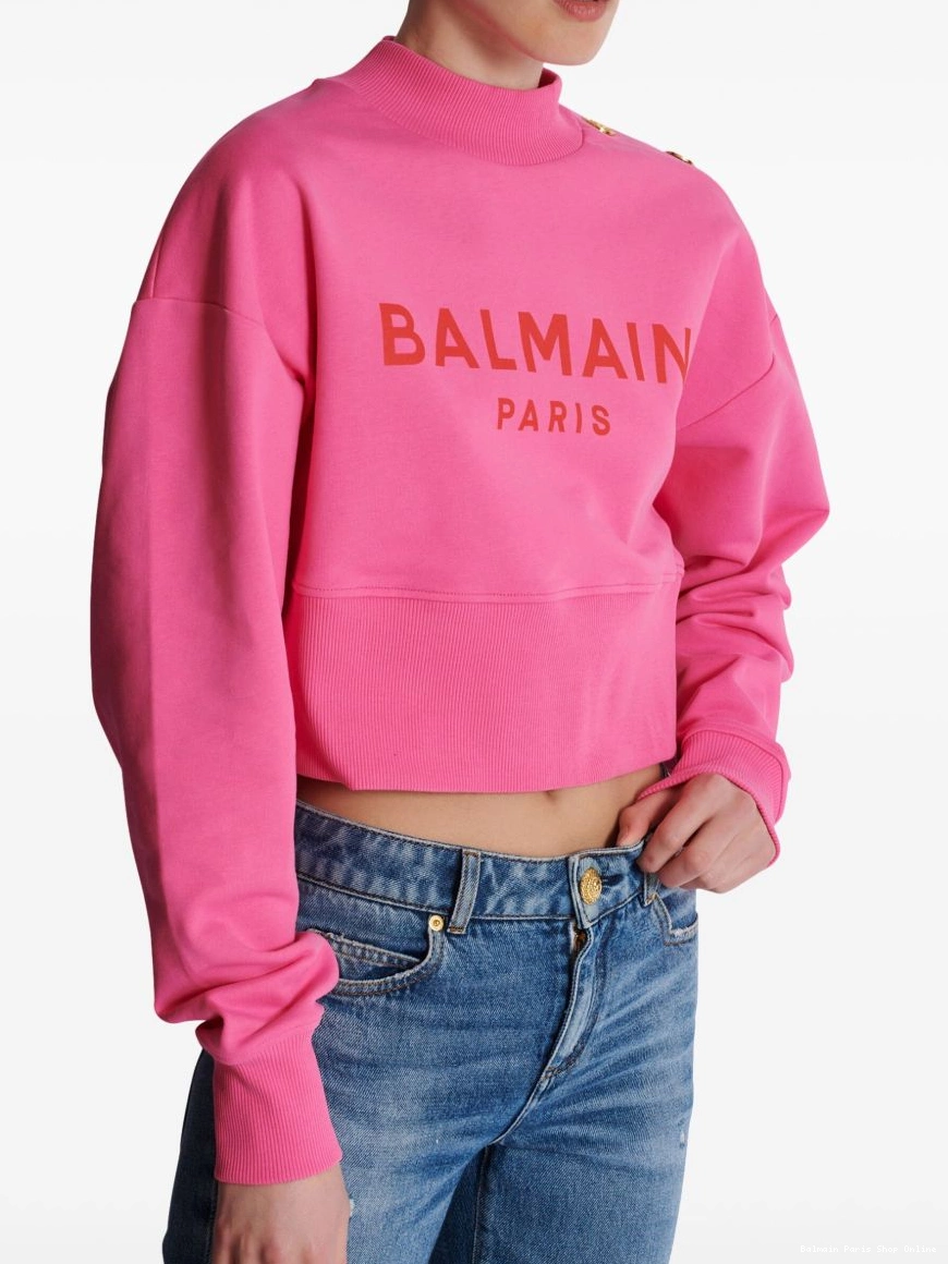 Cheap sweatshirt Women Balmain cropped logo-print 0219