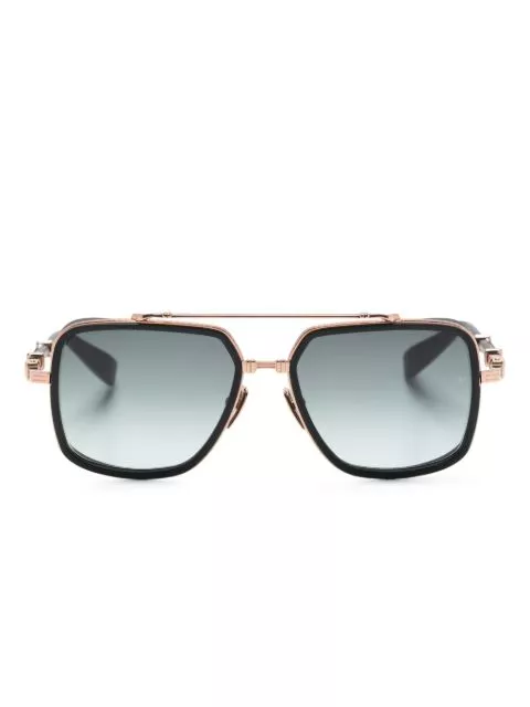 Affordable Balmain Eyewear BPS 108E square-frame logo-engraved sunglasses Women 0205