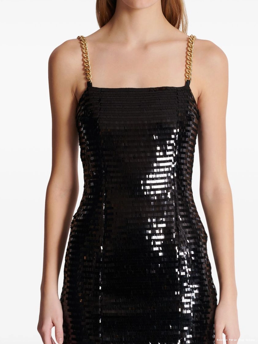 Cheap Women Balmain dress chain-link sequin short 0222