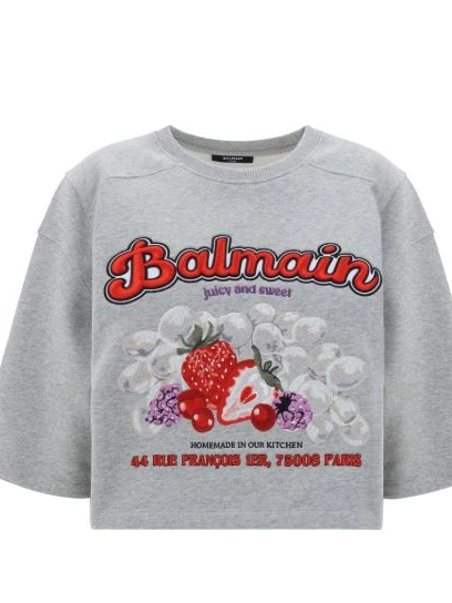 Affordable cropped fruit-print Balmain T-shirt fleece Women 0216