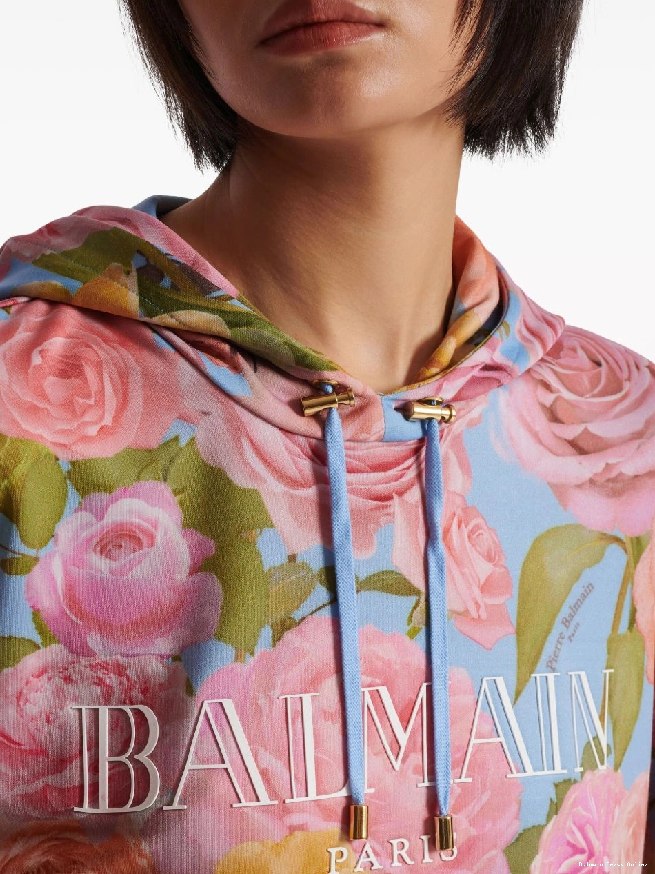 Cheap Women hoodie Balmain cropped floral-print 0212