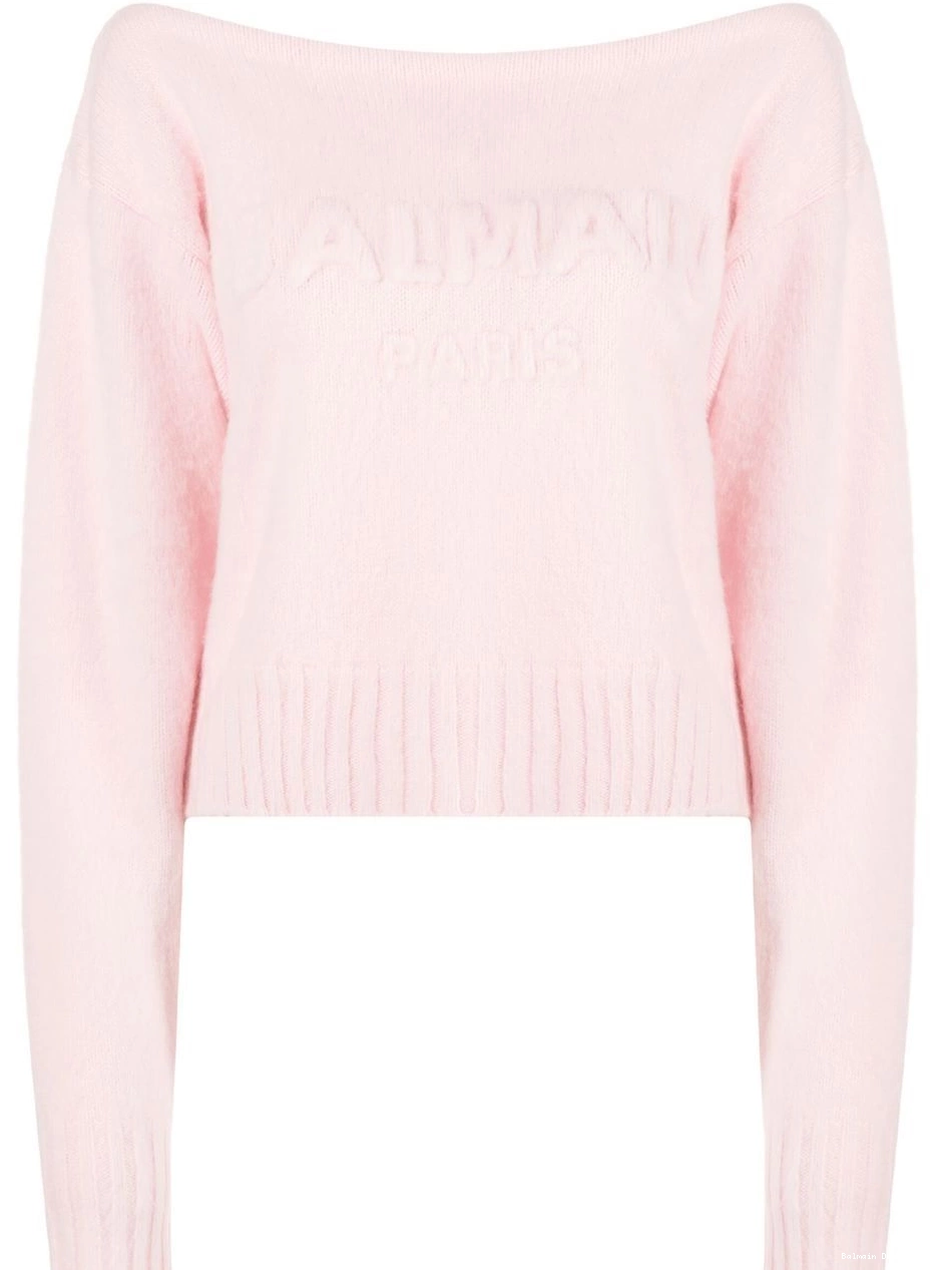 Affordable Women slash-neck jumper Balmain long-sleeve 0225