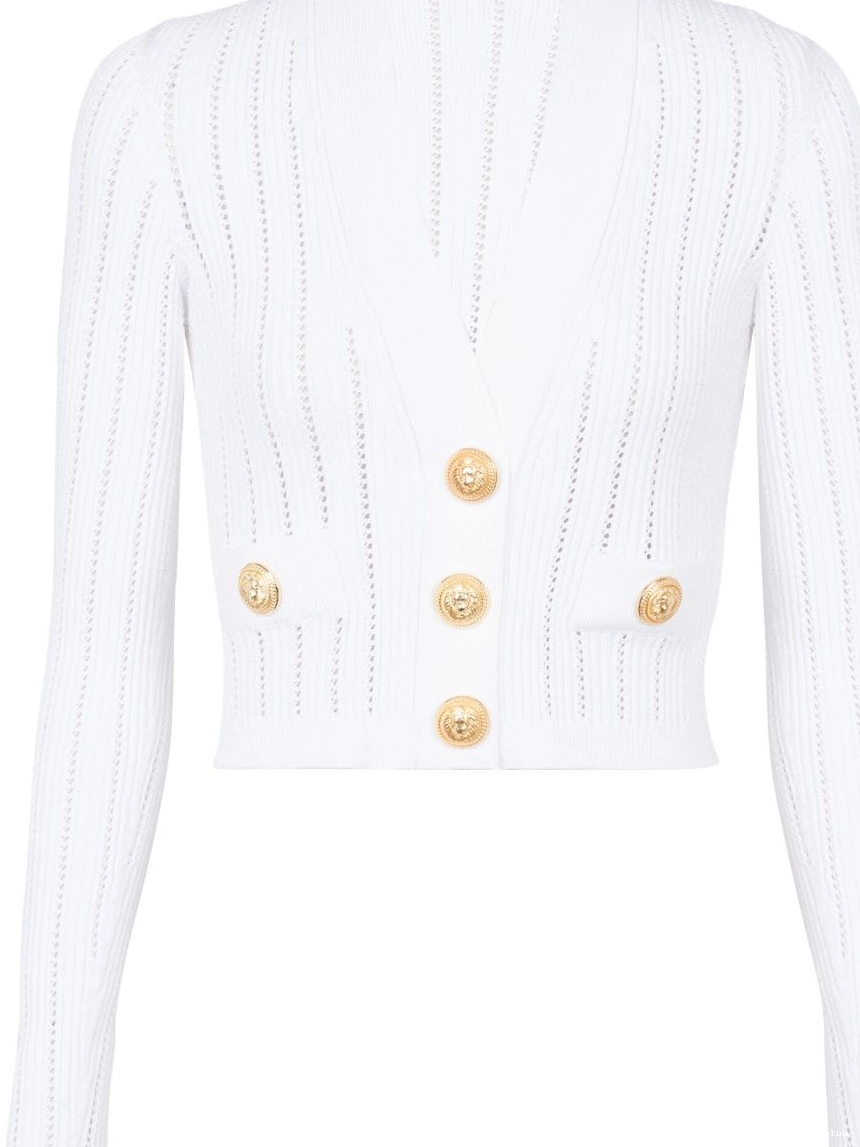 Cheap knitted cropped V-neck Women Balmain cardigan 0220