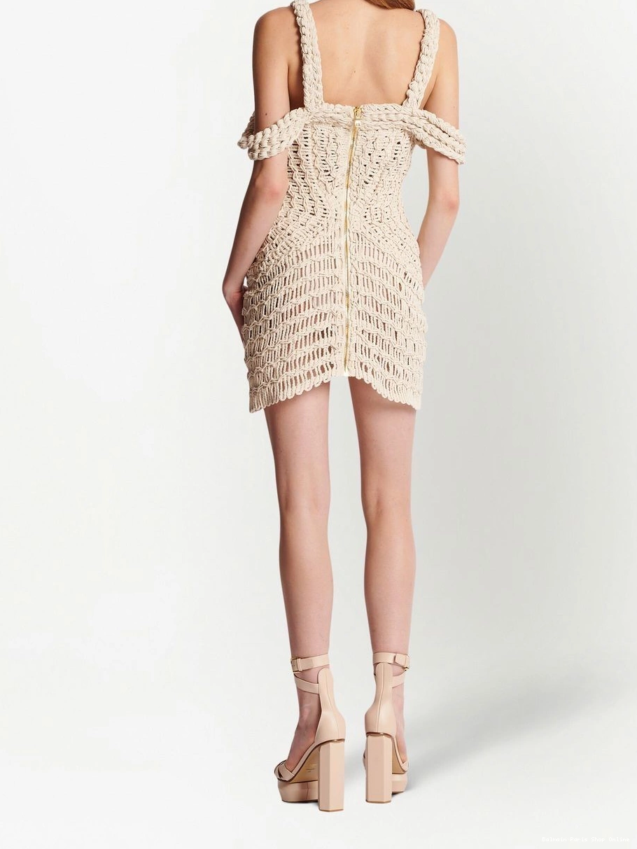 Cheap knit Women macrame dress shoulder Balmain off 0219