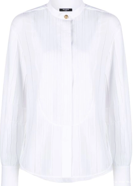 Cheap shirt band-collar Women Balmain striped 0219