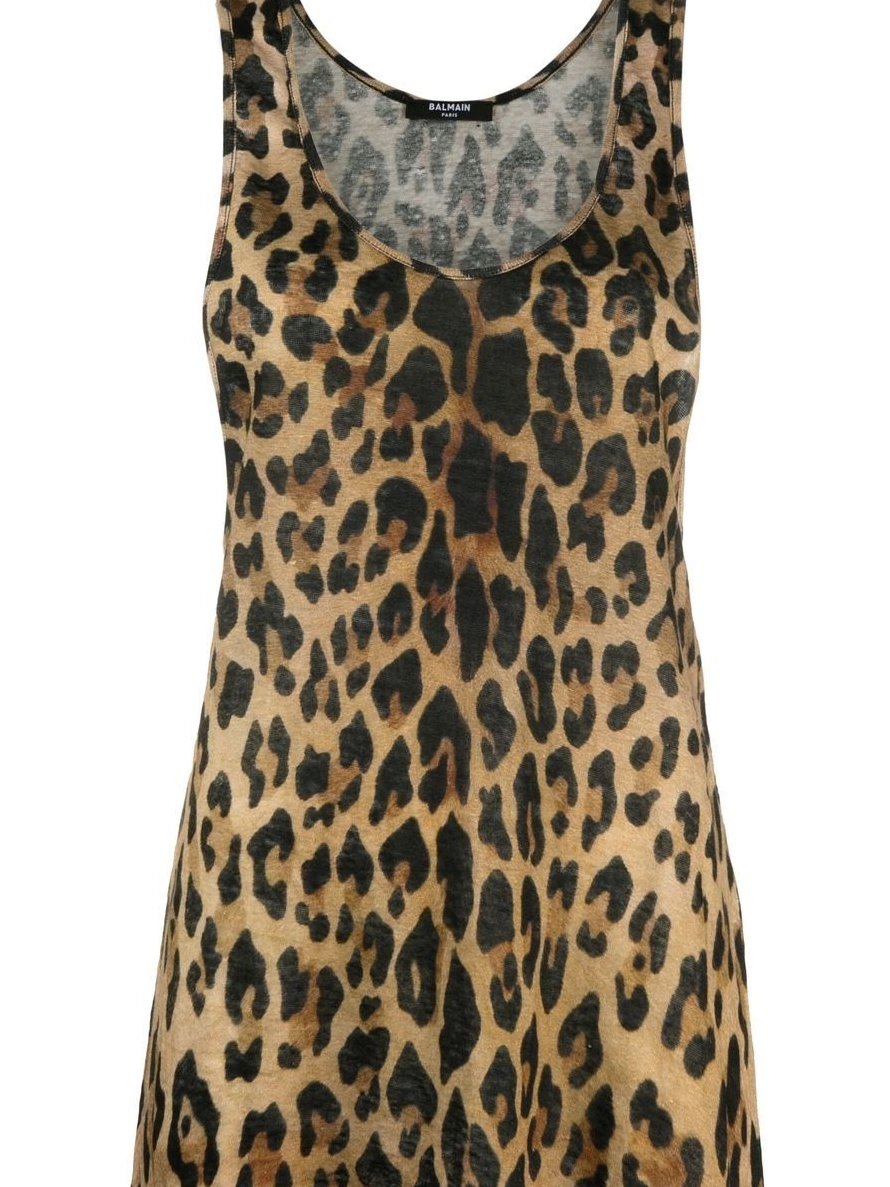 Affordable tank top leopard-print linen Balmain Women 0209