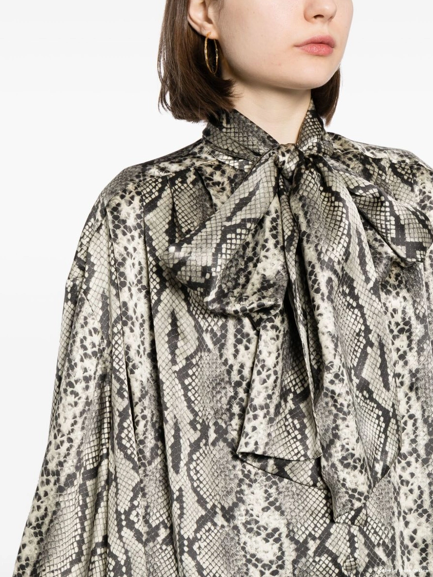 Cheap Balmain silk Women blouse snakeskin-print 0218