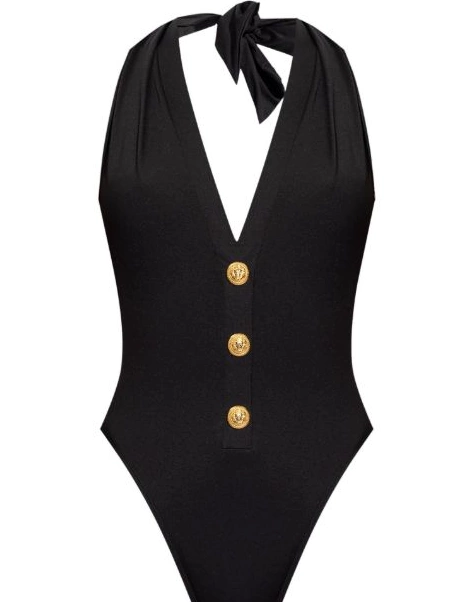 Affordable Balmain detail swimsuit button v-neck Women 0218