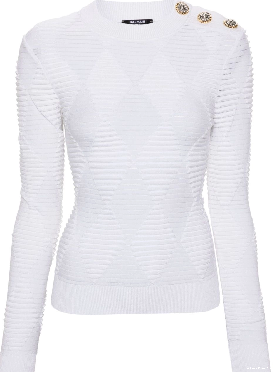 Affordable Women jumper crew-neck Balmain 3D-knit 0210