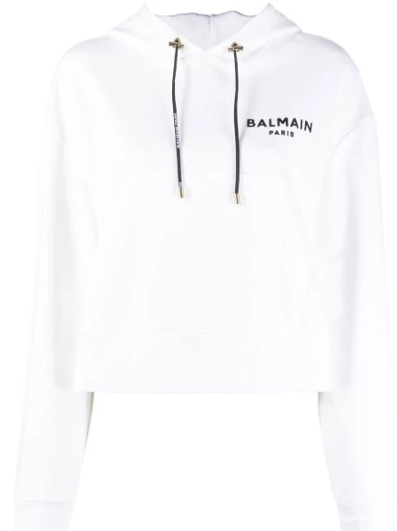 Affordable Balmain cropped hoodie Women logo-print 0222