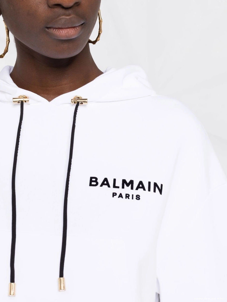 Affordable Balmain cropped hoodie Women logo-print 0222