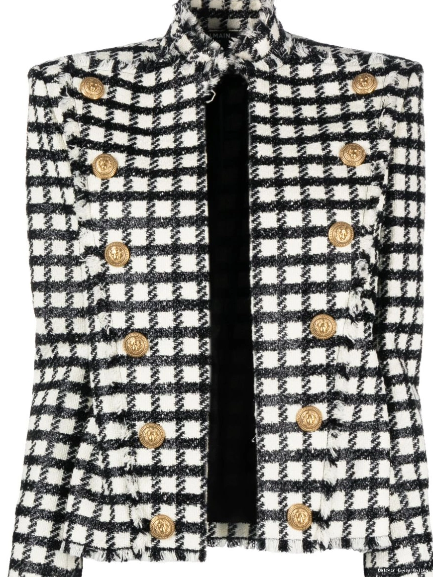 Cheap Balmain Women checked jacket button-embellished 0213