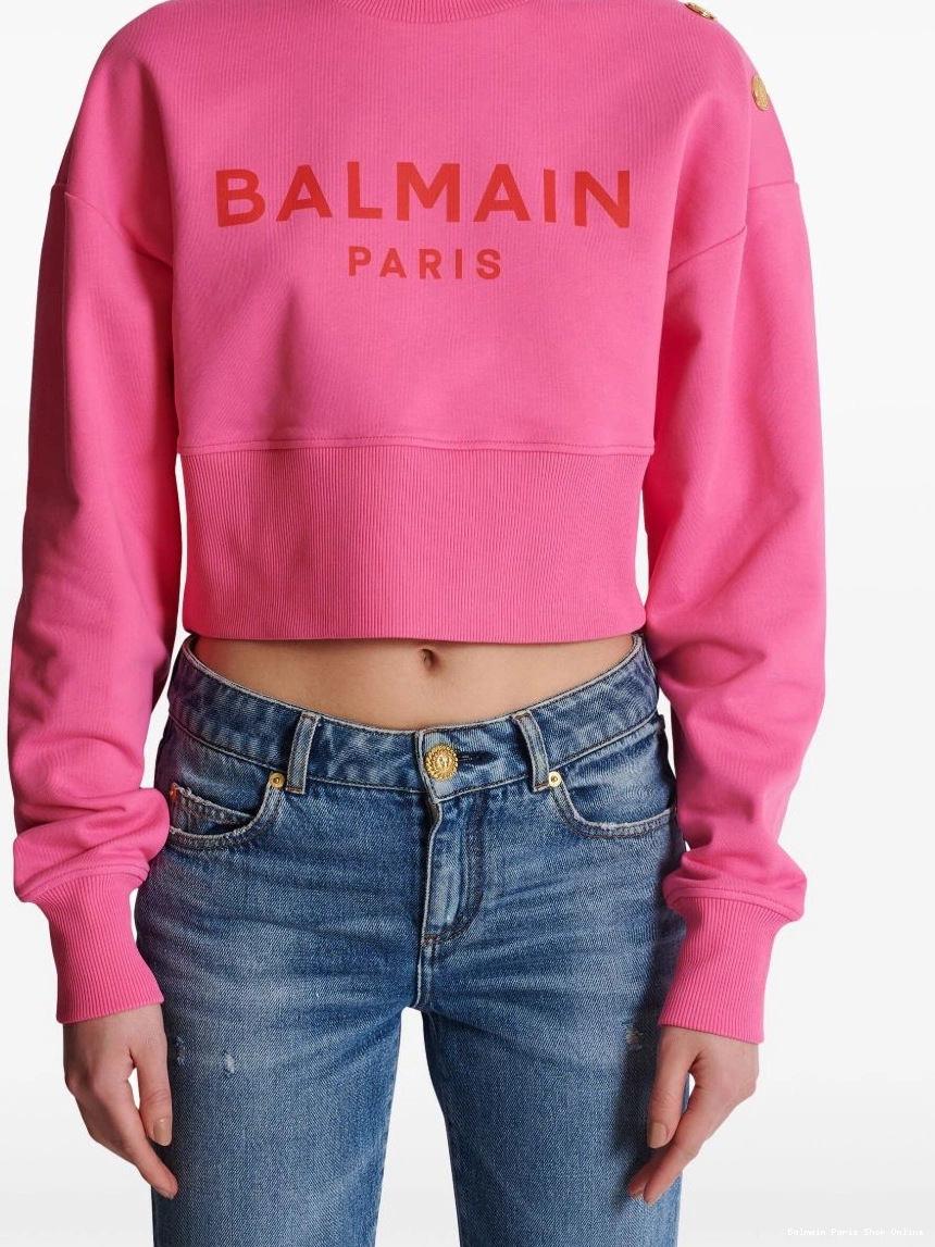 Cheap sweatshirt Women Balmain cropped logo-print 0219