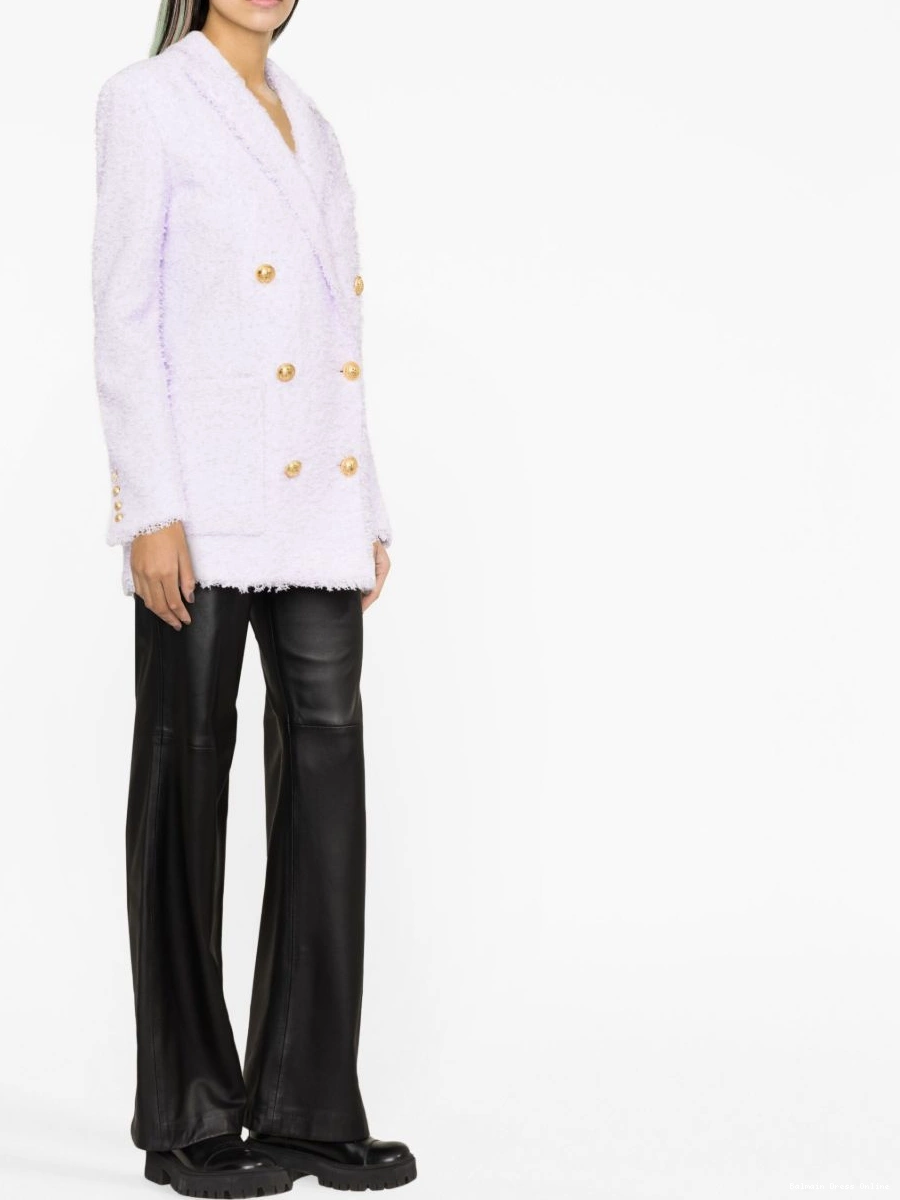 Affordable Balmain oversized Women double-breasted blazer tweed 0209