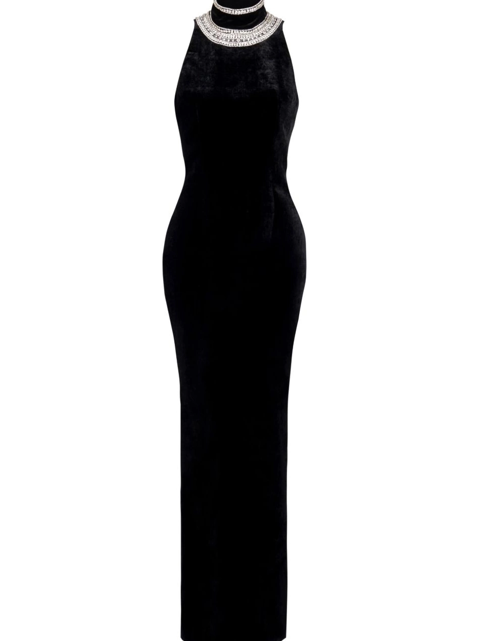 Affordable gown crystal-embellished Balmain velvet Women 0222