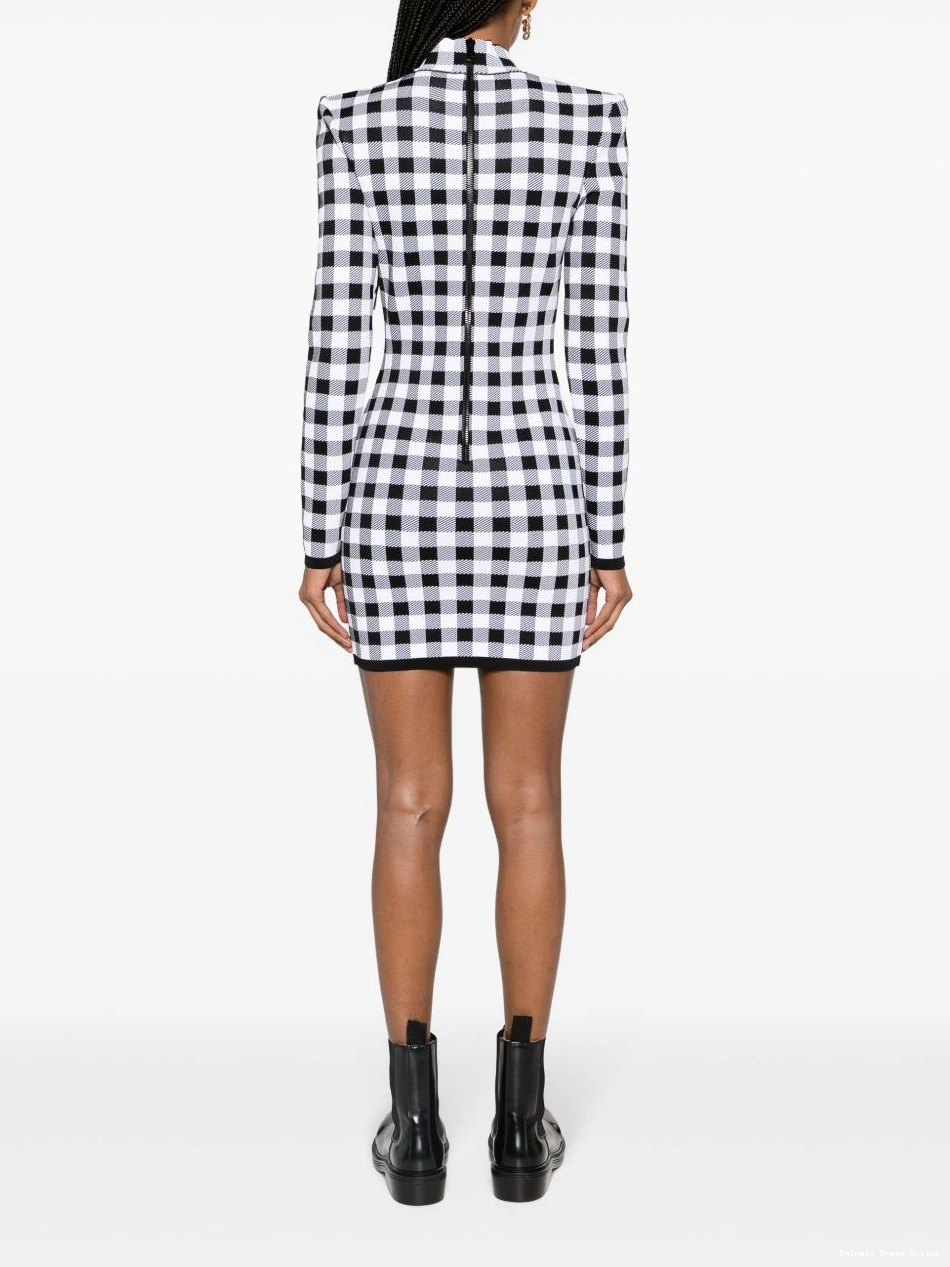 Affordable Balmain gingham mini Women dress 0220