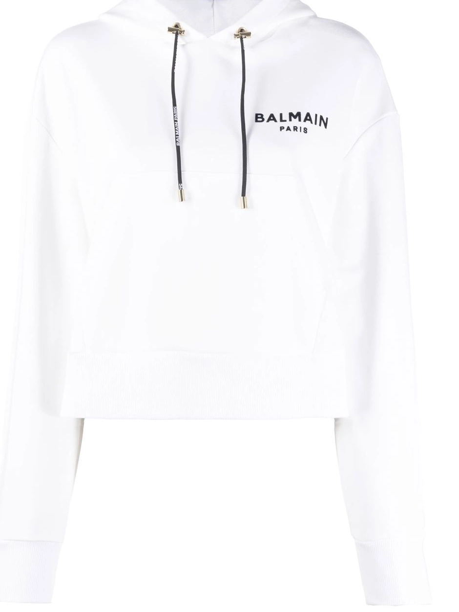 Cheap hoodie cropped Women logo-print Balmain 0213