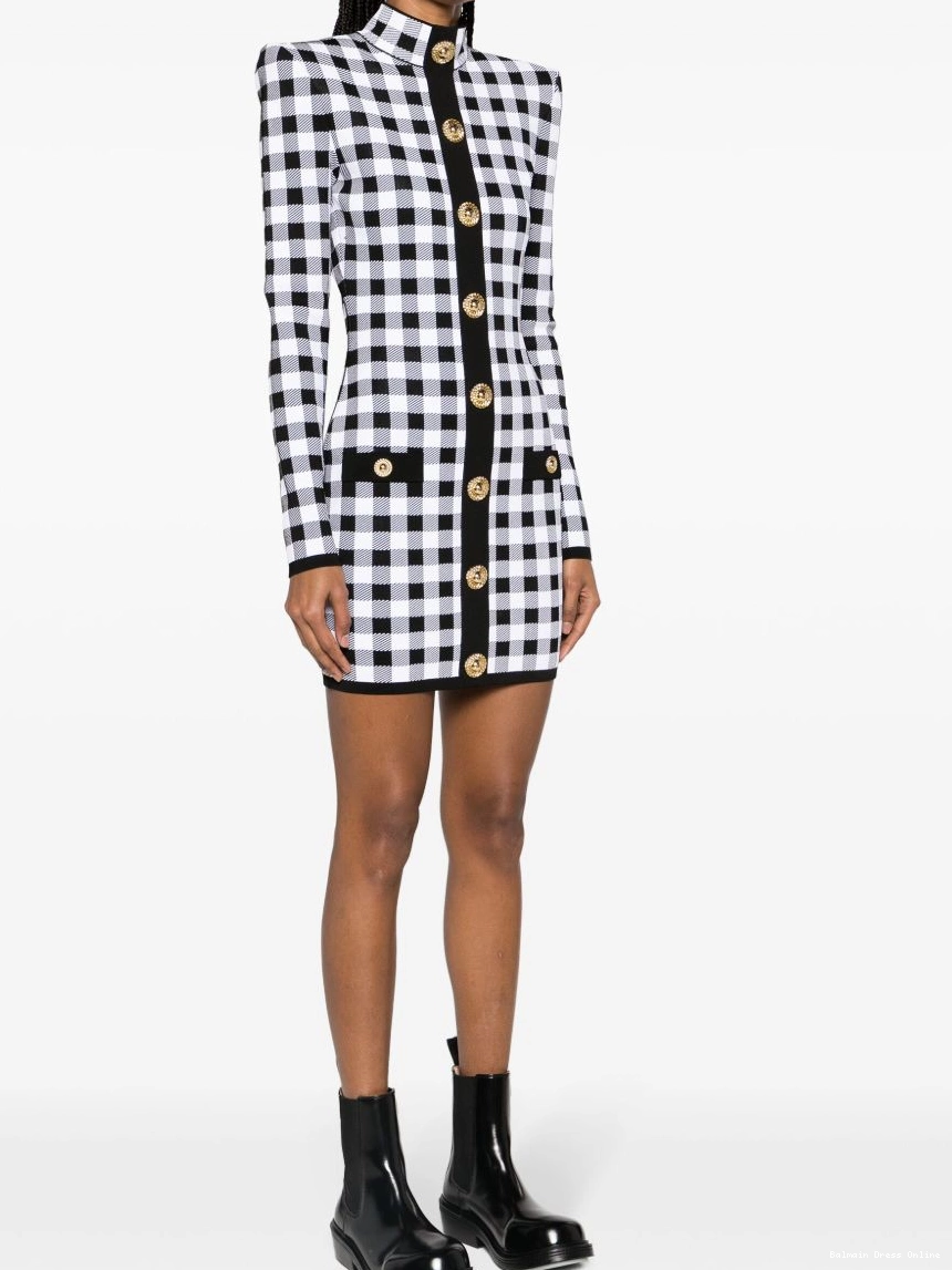 Affordable Balmain gingham mini Women dress 0220