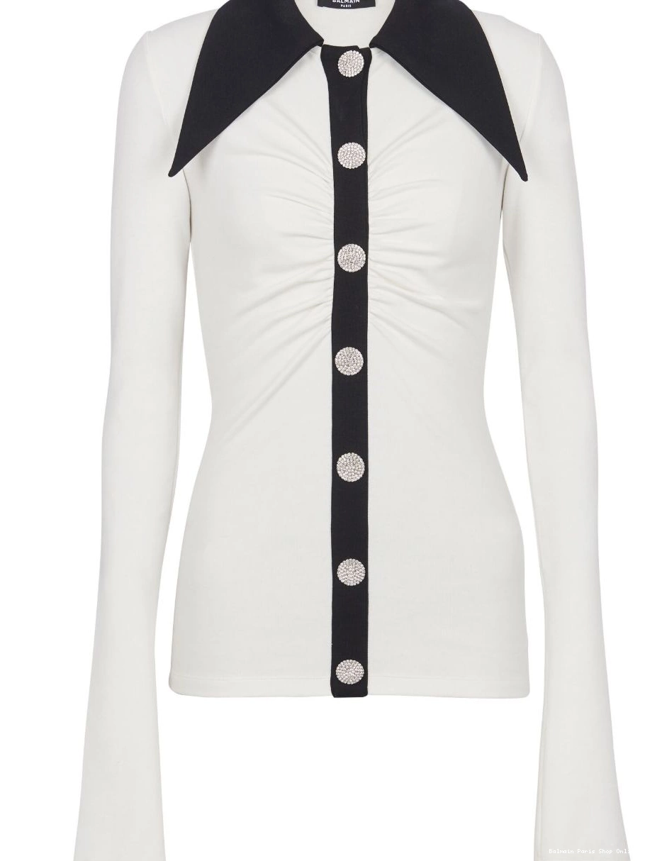 Affordable rhinestone-button long-sleeve Balmain Women shirt 0219