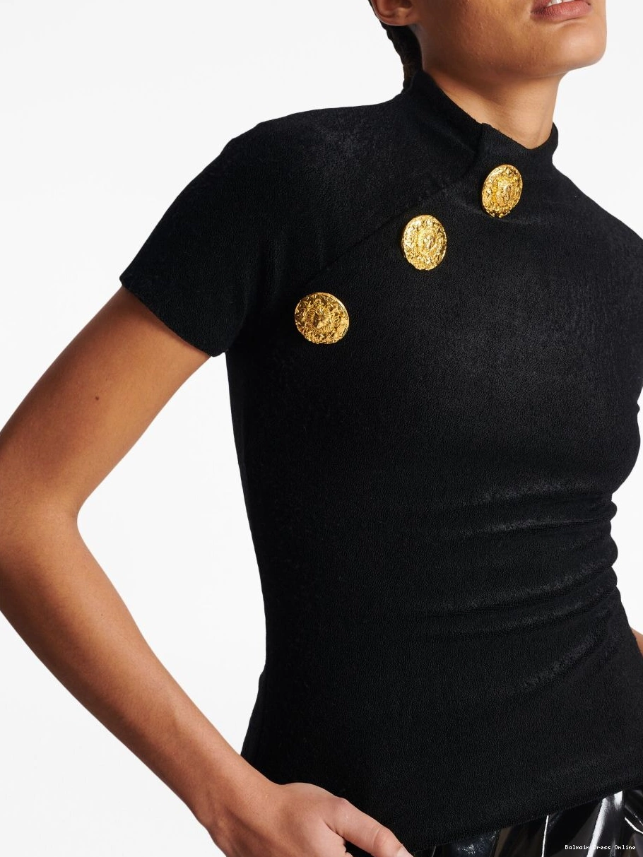 Cheap Balmain button-detail Women T-shirt velvet 0213