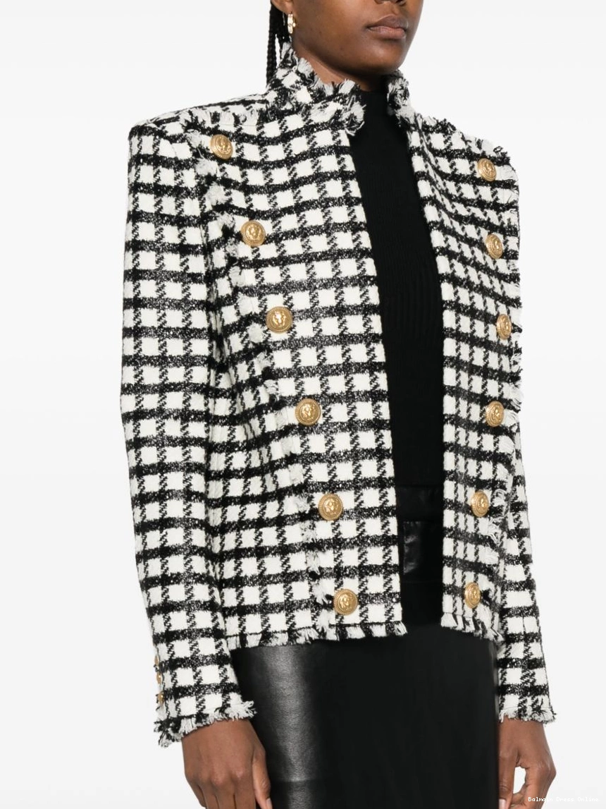 Cheap Balmain Women checked jacket button-embellished 0213