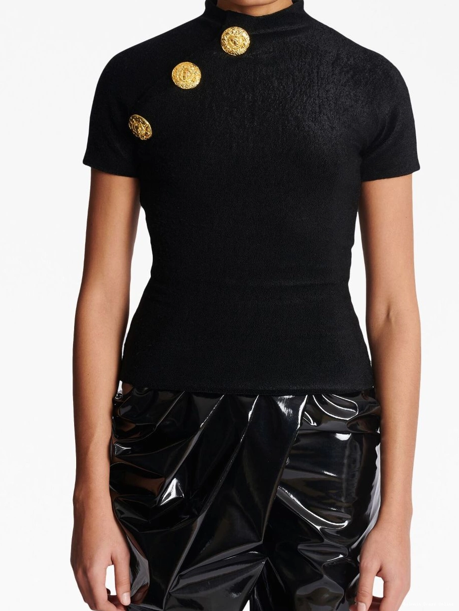 Cheap Balmain button-detail Women T-shirt velvet 0213