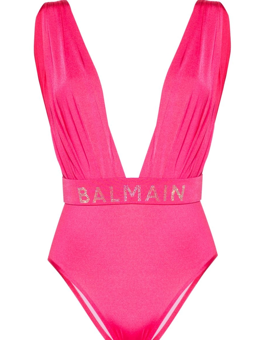 Affordable Balmain draped rhinestone-detailed Women swimsuit 0217