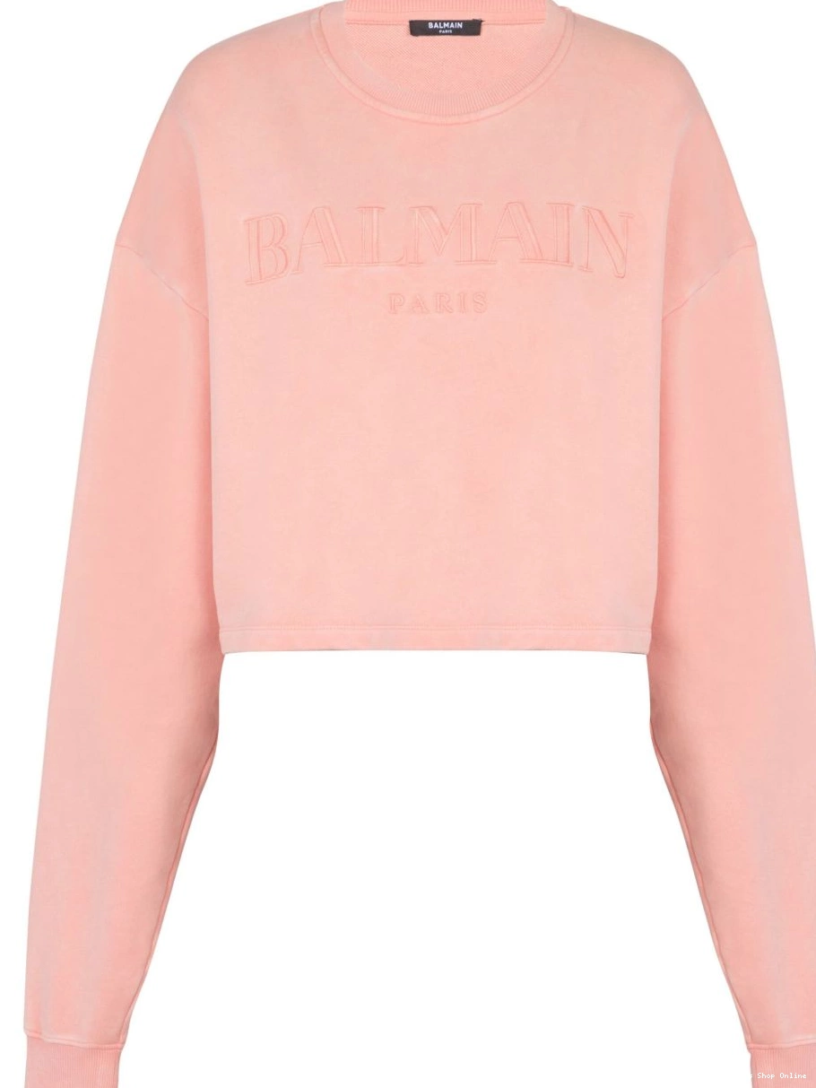 Affordable Women cotton Balmain sweatshirt logo-embroidered 0223