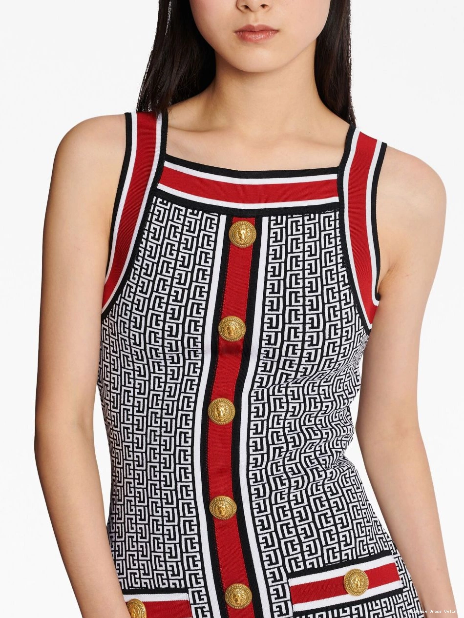 Affordable monogram Balmain button-embellished minidress Women 0223