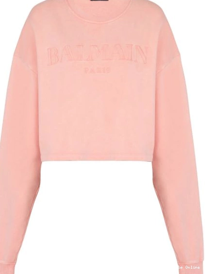 Affordable Women cotton Balmain sweatshirt logo-embroidered 0223