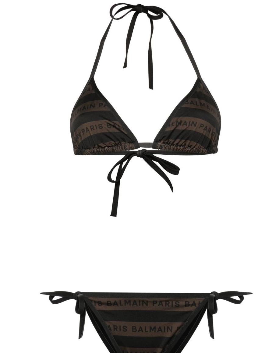 Cheap Women Balmain logo-print striped bikini 0218