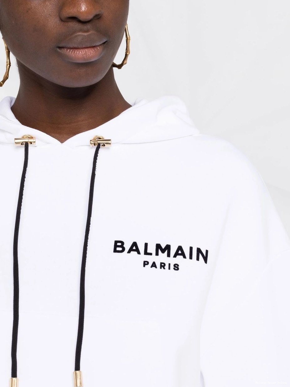 Cheap hoodie cropped Women logo-print Balmain 0213